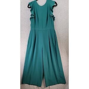 J Crew Womens Sleeveless Open Backed Detail Wide Legged Jumpsuit Green Sz 8 EUC